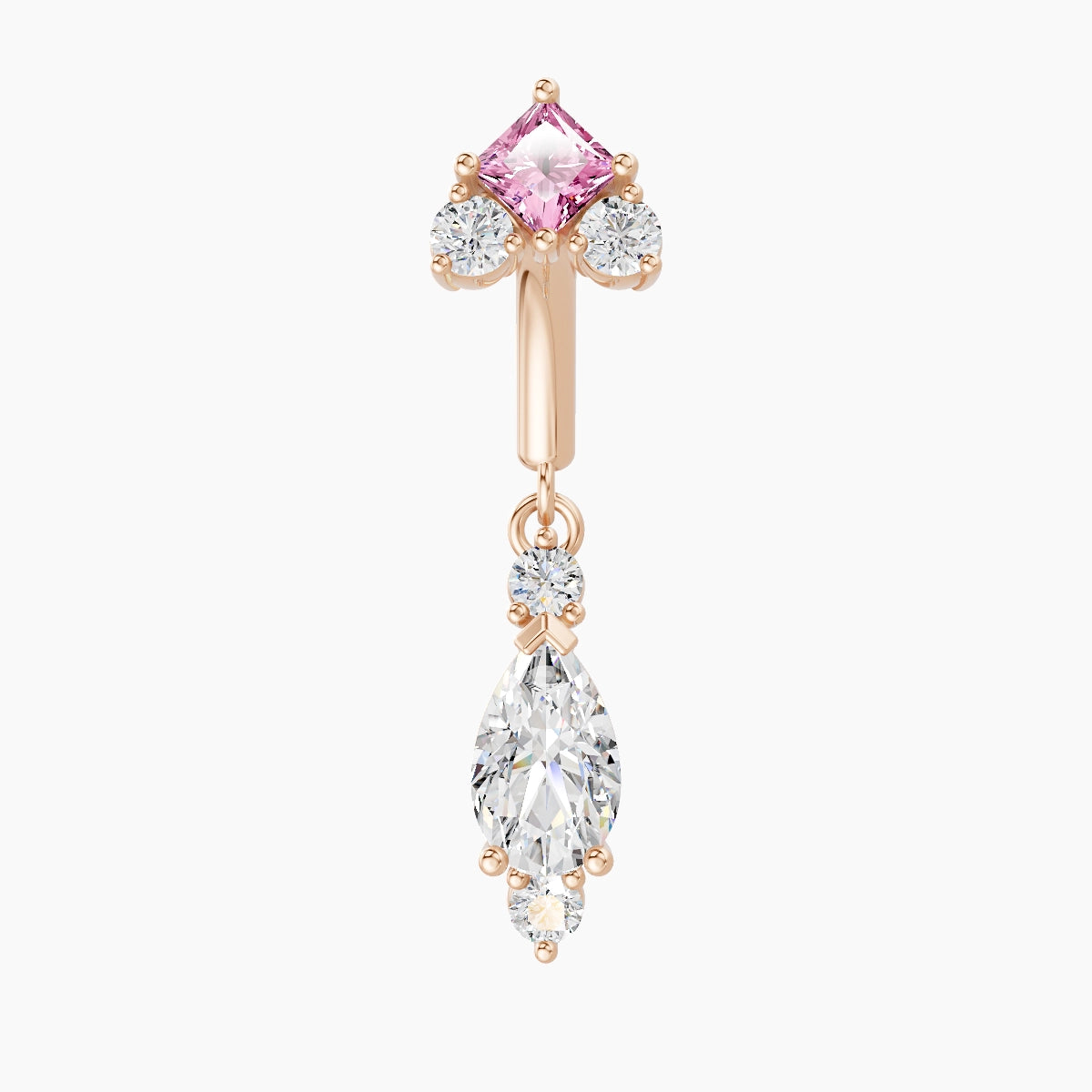 Lio | 18k Rose Gold 6 mm Pink Sapphire & Diamond Rook Piercing