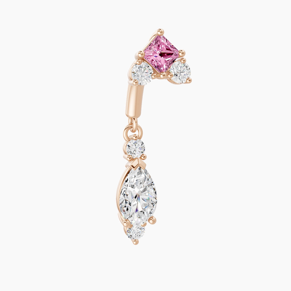 Lio | 18k Rose Gold 6 mm Pink Sapphire & Diamond Rook Piercing