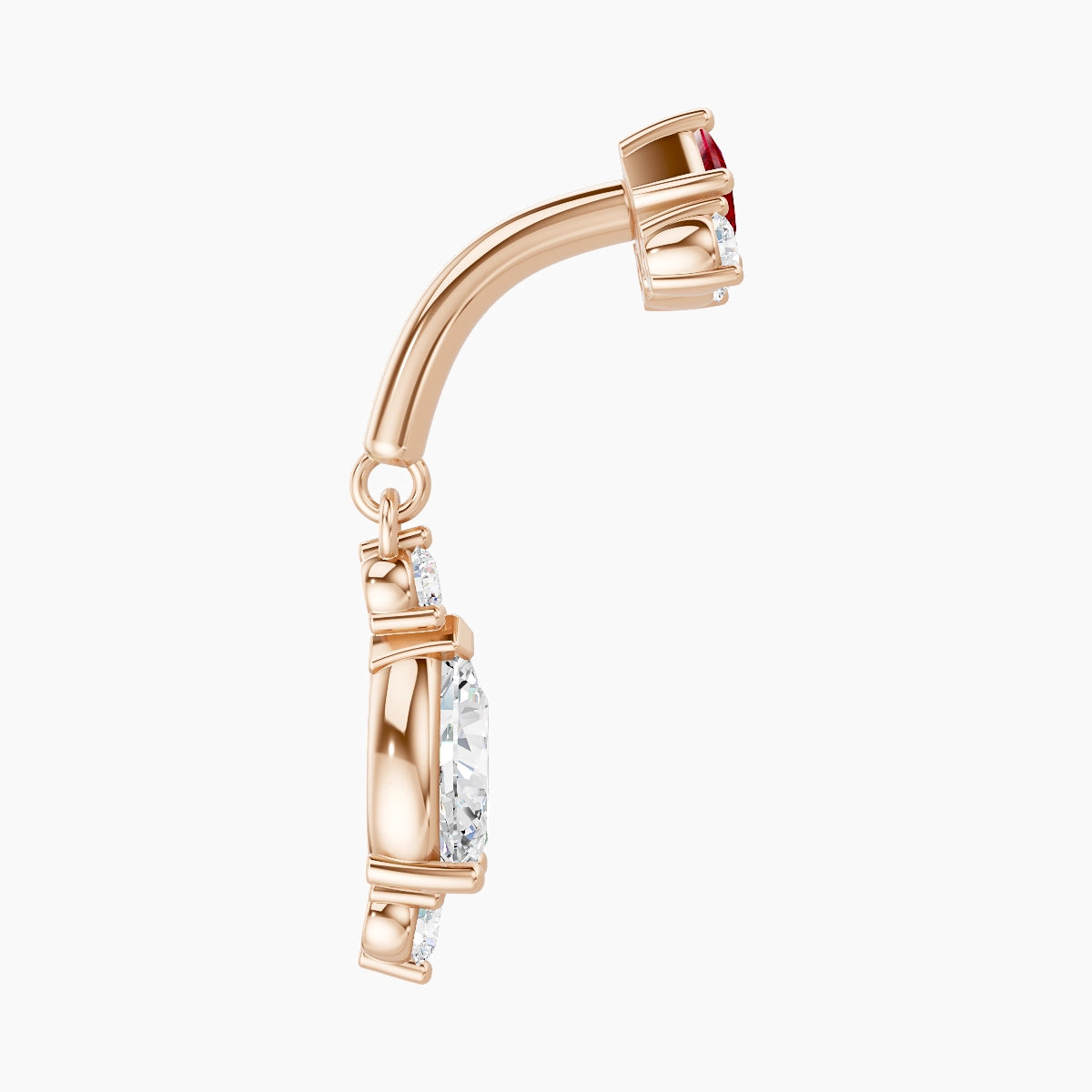 Lio | 18k Rose Gold 6 mm Ruby & Diamond Rook Piercing