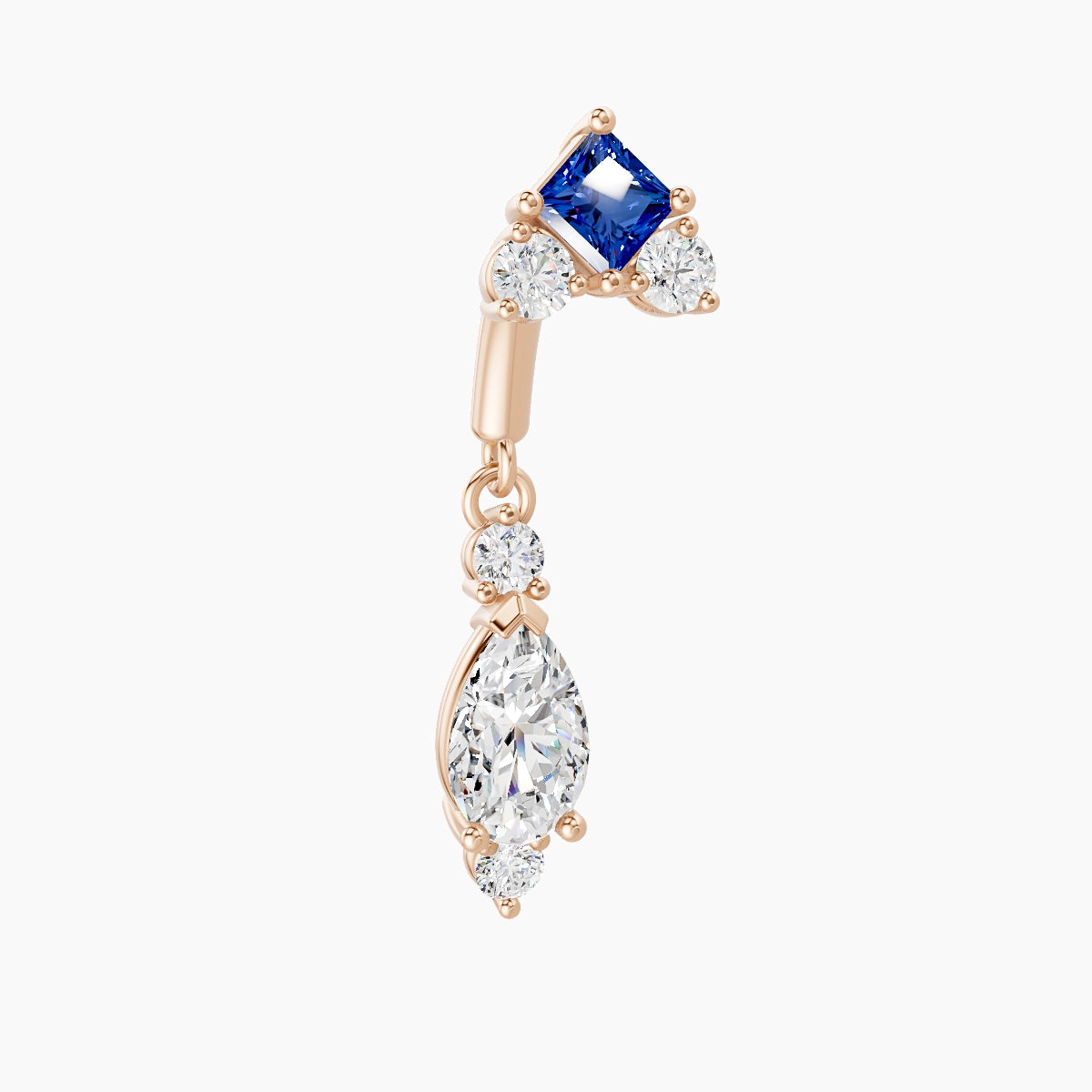 Lio | 18k Rose Gold 6 mm Sapphire & Diamond Rook Piercing