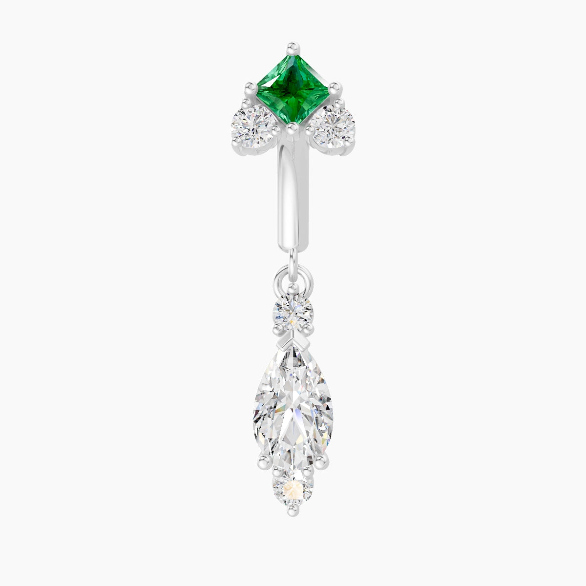 Lio | 18k White Gold 6 mm Emerald & Diamond Rook Piercing