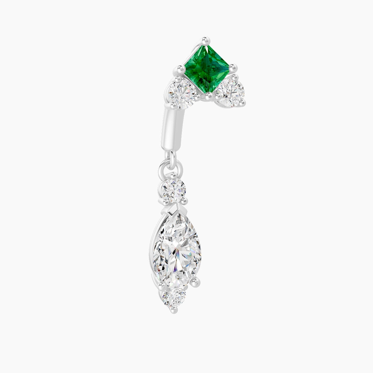 Lio | 18k White Gold 6 mm Emerald & Diamond Rook Piercing