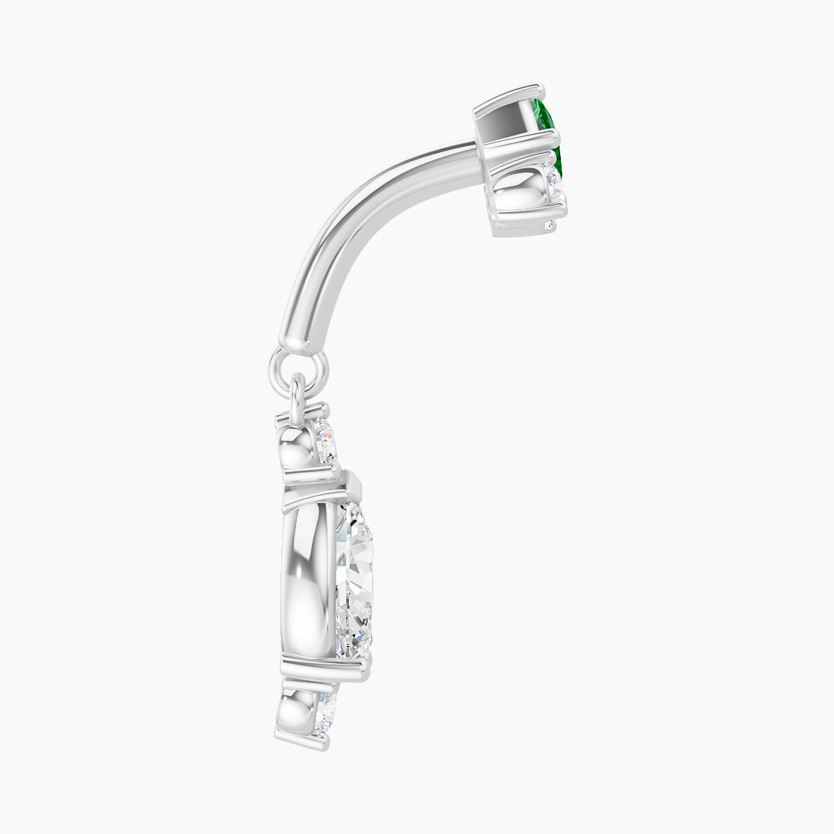 Lio | 18k White Gold 6 mm Emerald & Diamond Rook Piercing