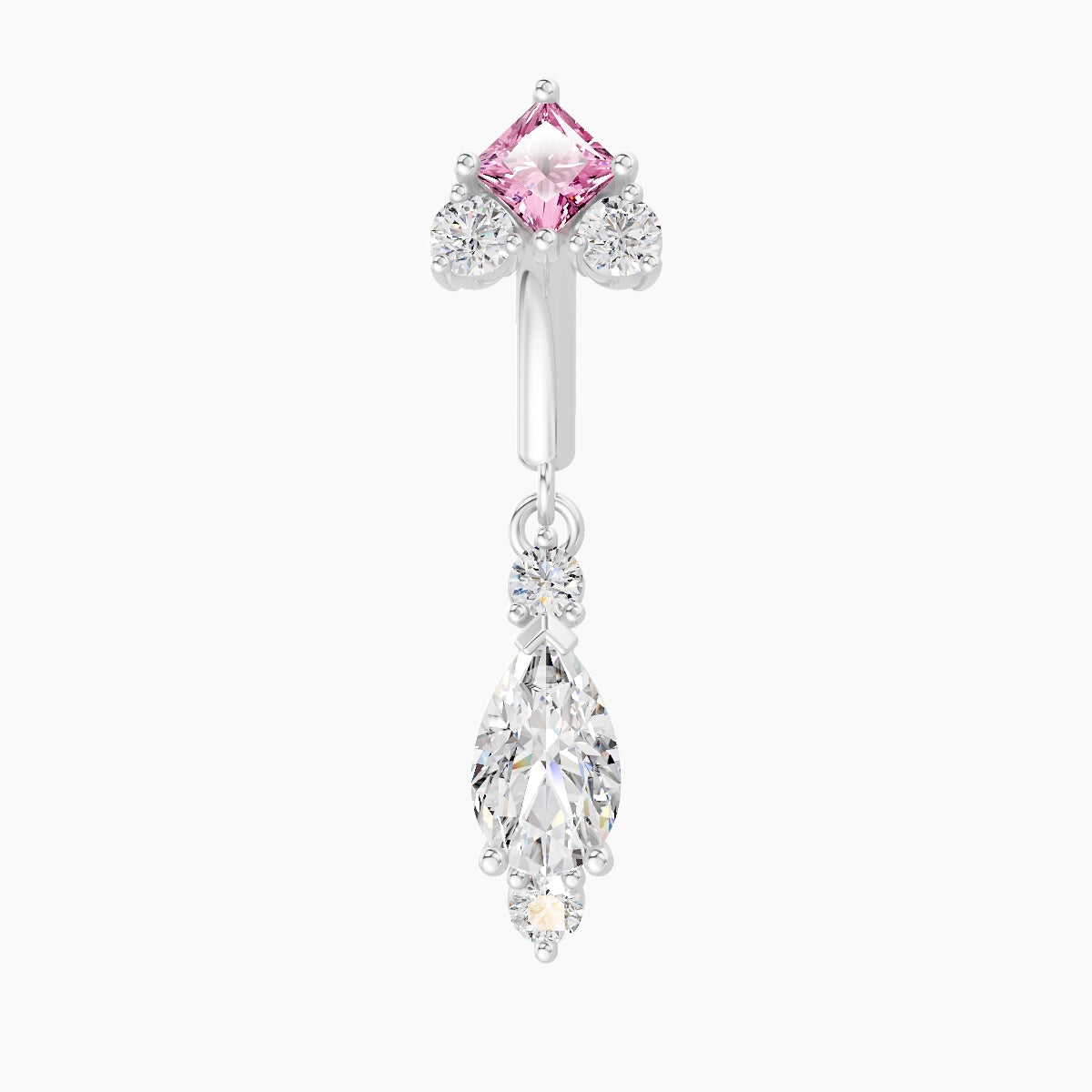 Lio | 18k White Gold 6 mm Pink Sapphire & Diamond Rook Piercing