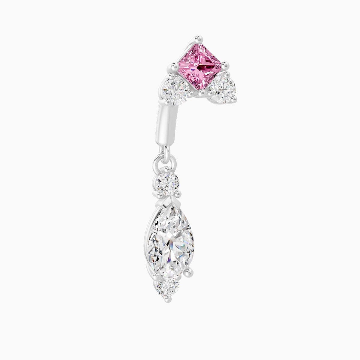 Lio | 18k White Gold 6 mm Pink Sapphire & Diamond Rook Piercing