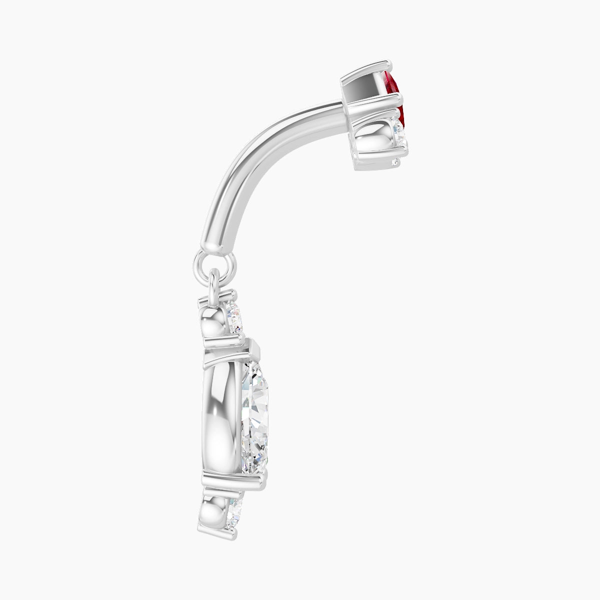 Lio | 18k White Gold 6 mm Ruby & Diamond Rook Piercing