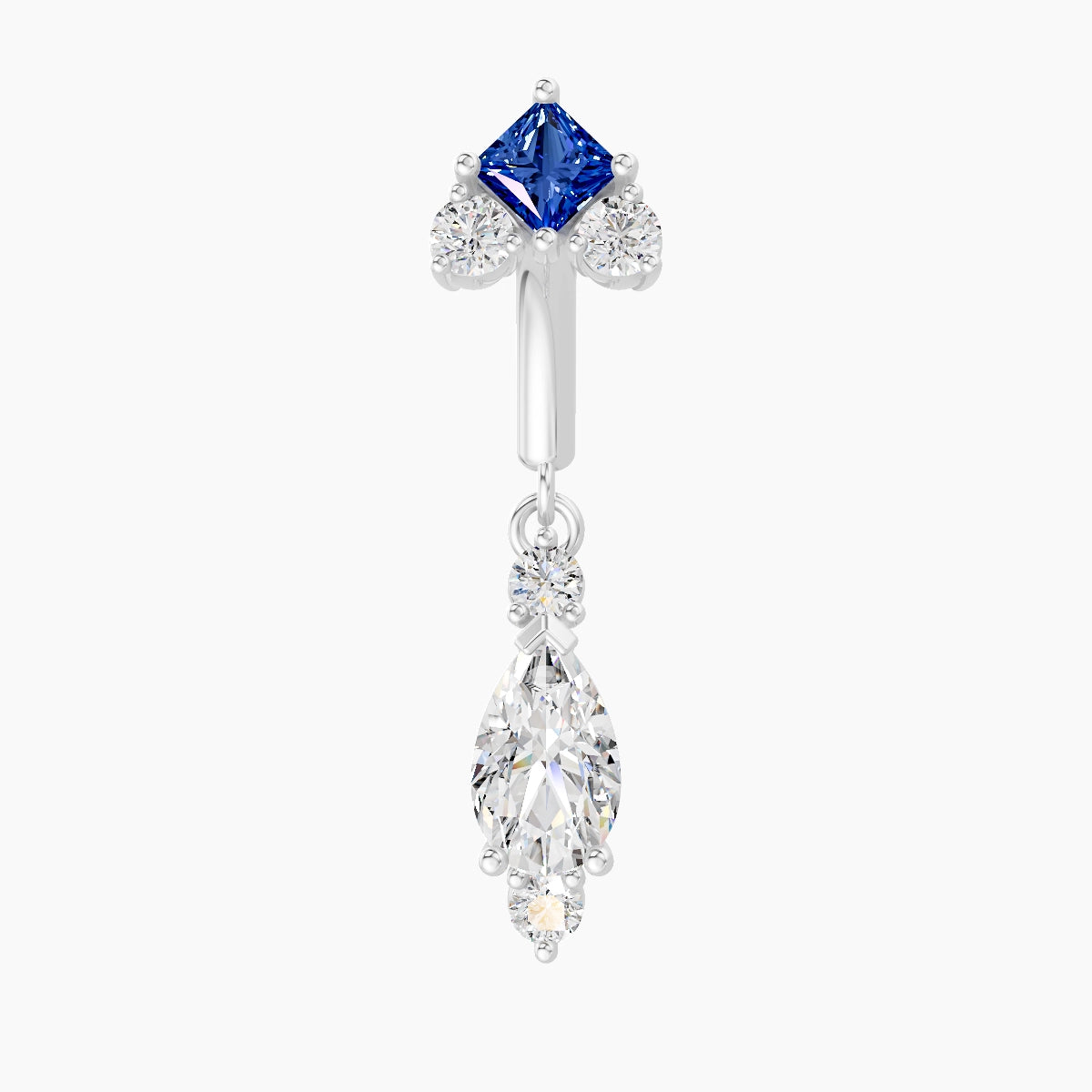 Lio | 18k White Gold 6 mm Sapphire & Diamond Rook Piercing
