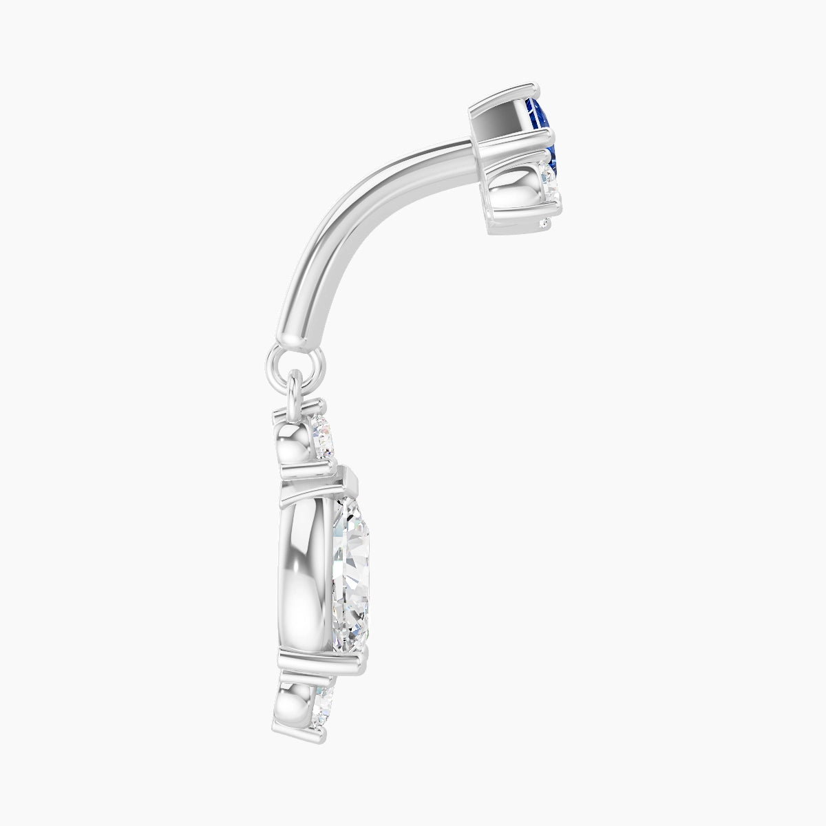 Lio | 18k White Gold 6 mm Sapphire & Diamond Rook Piercing