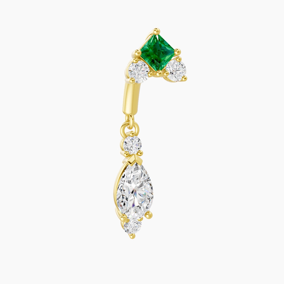 Lio | 18k Yellow Gold 6 mm Emerald & Diamond Rook Piercing