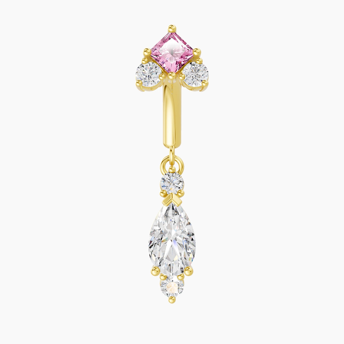 Lio | 18k Yellow Gold 6 mm Pink Sapphire & Diamond Rook Piercing