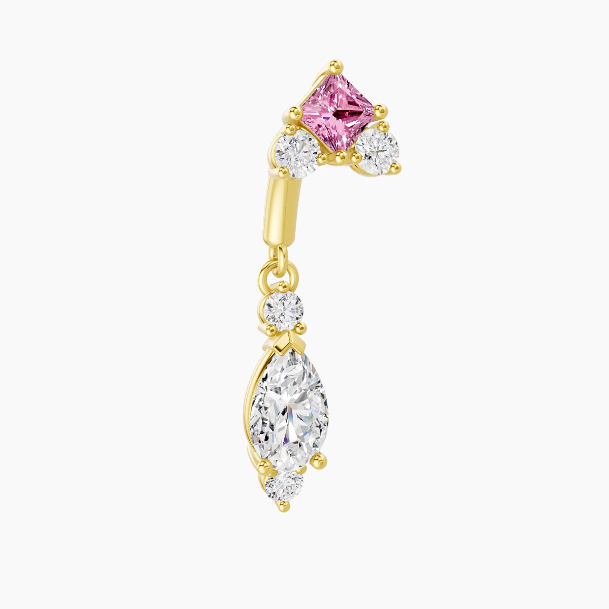 Lio | 18k Yellow Gold 6 mm Pink Sapphire & Diamond Rook Piercing