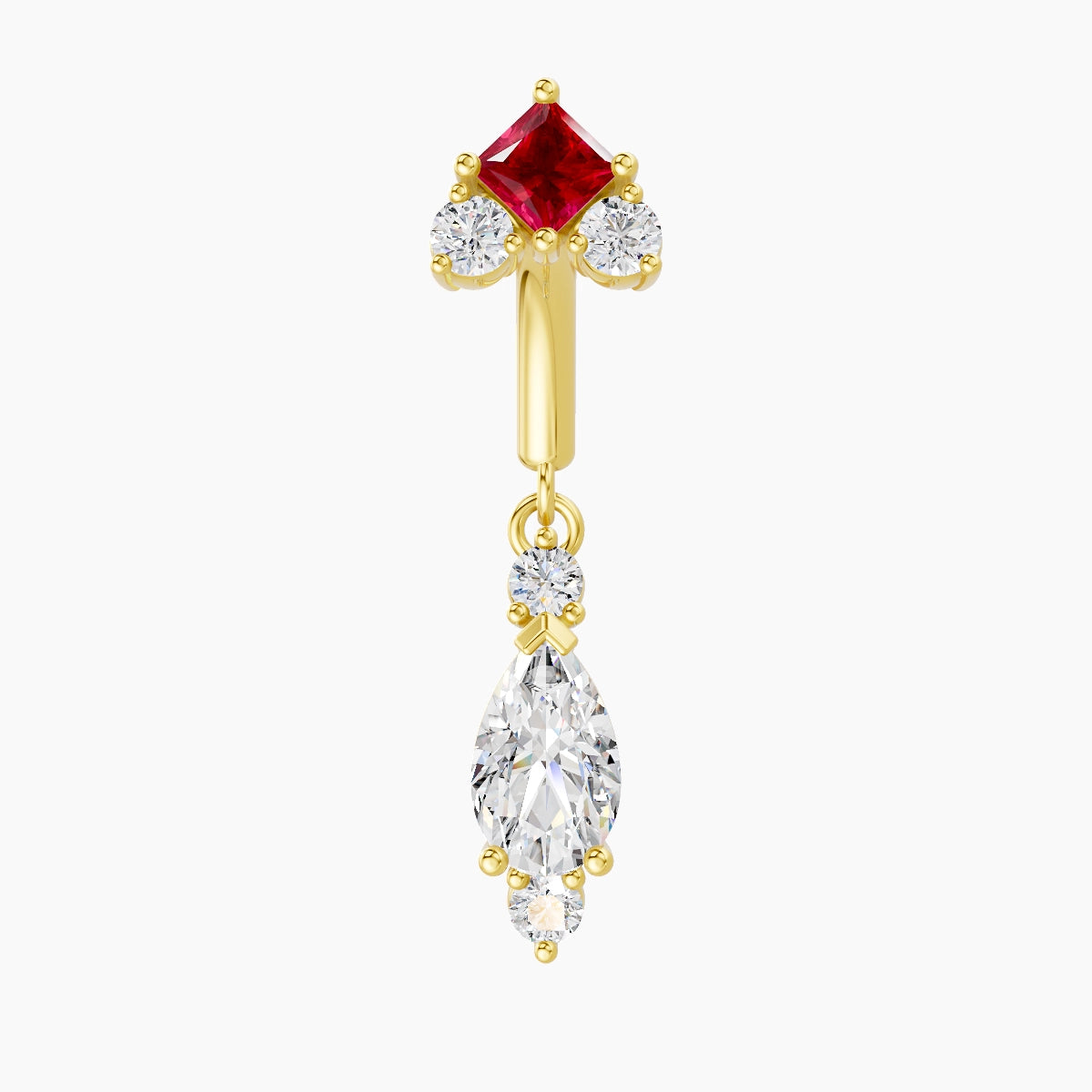 Lio | 18k Yellow Gold 6 mm Ruby & Diamond Rook Piercing