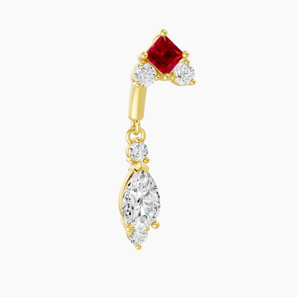Lio | 18k Yellow Gold 6 mm Ruby & Diamond Rook Piercing