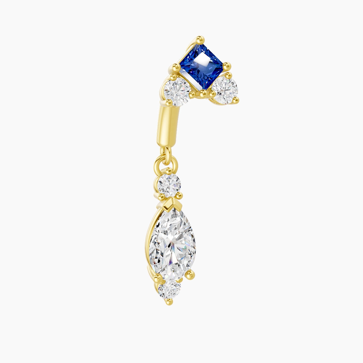 Lio | 18k Yellow Gold 6 mm Sapphire & Diamond Rook Piercing