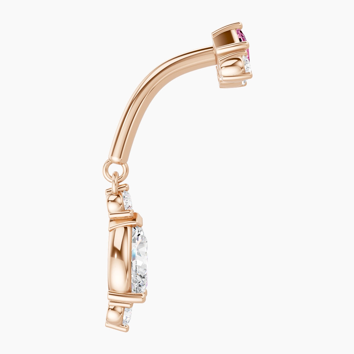 Lio | 18k Rose Gold 8 mm Pink Sapphire & Diamond Rook Piercing