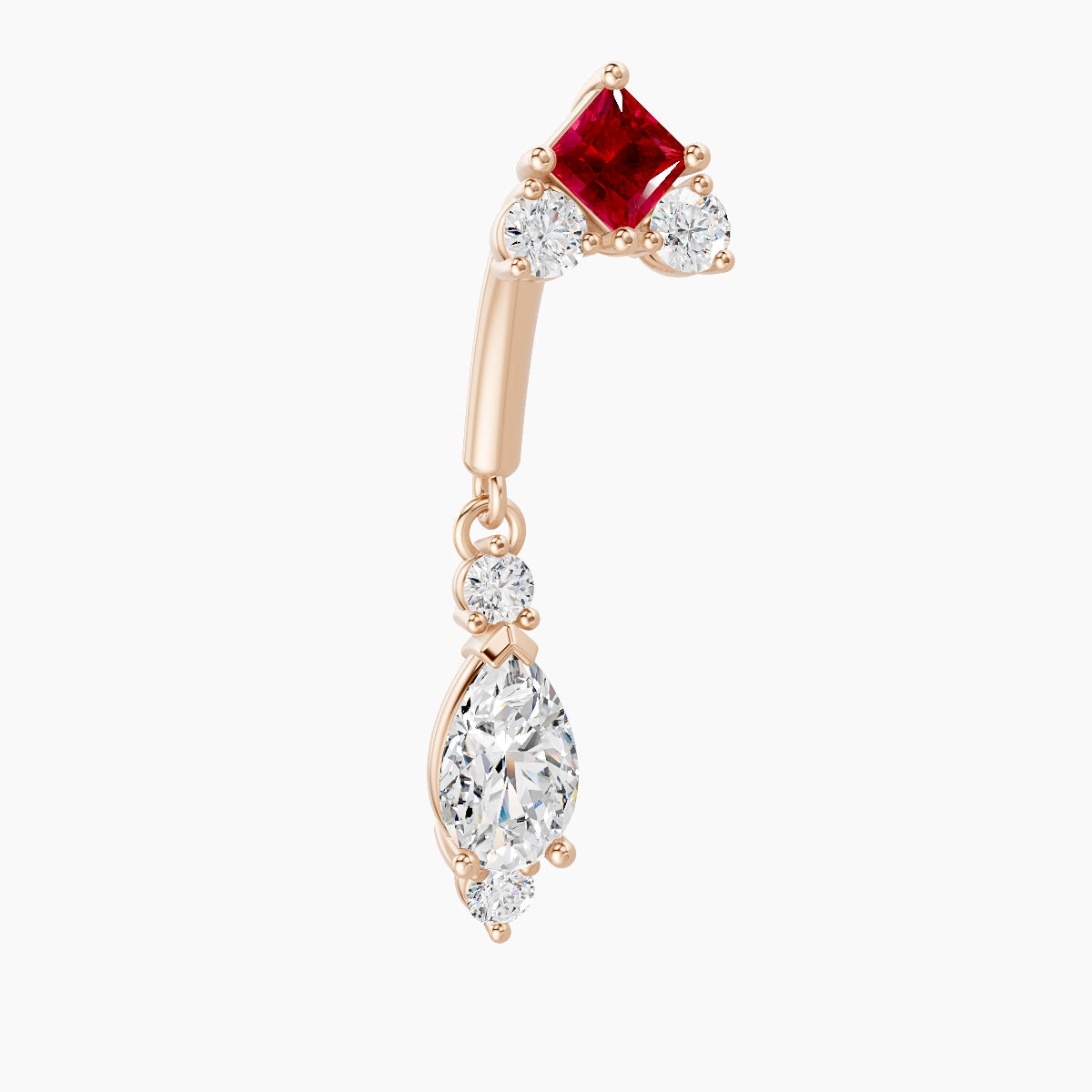 Lio | 18k Rose Gold 8 mm Ruby & Diamond Rook Piercing