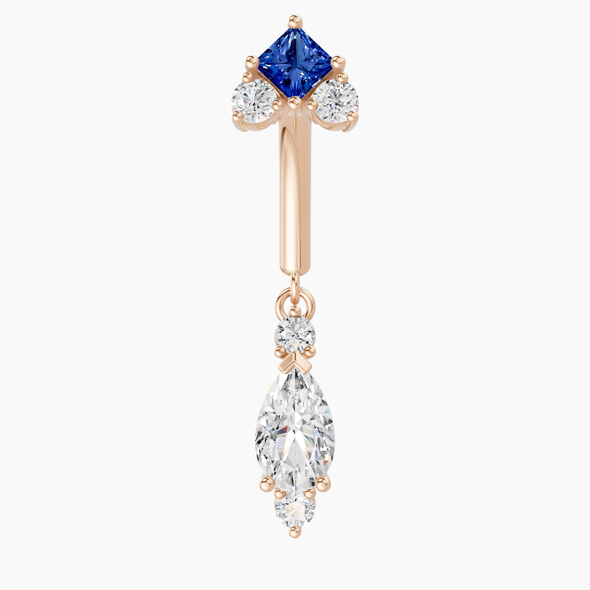Lio | 18k Rose Gold 8 mm Sapphire & Diamond Rook Piercing