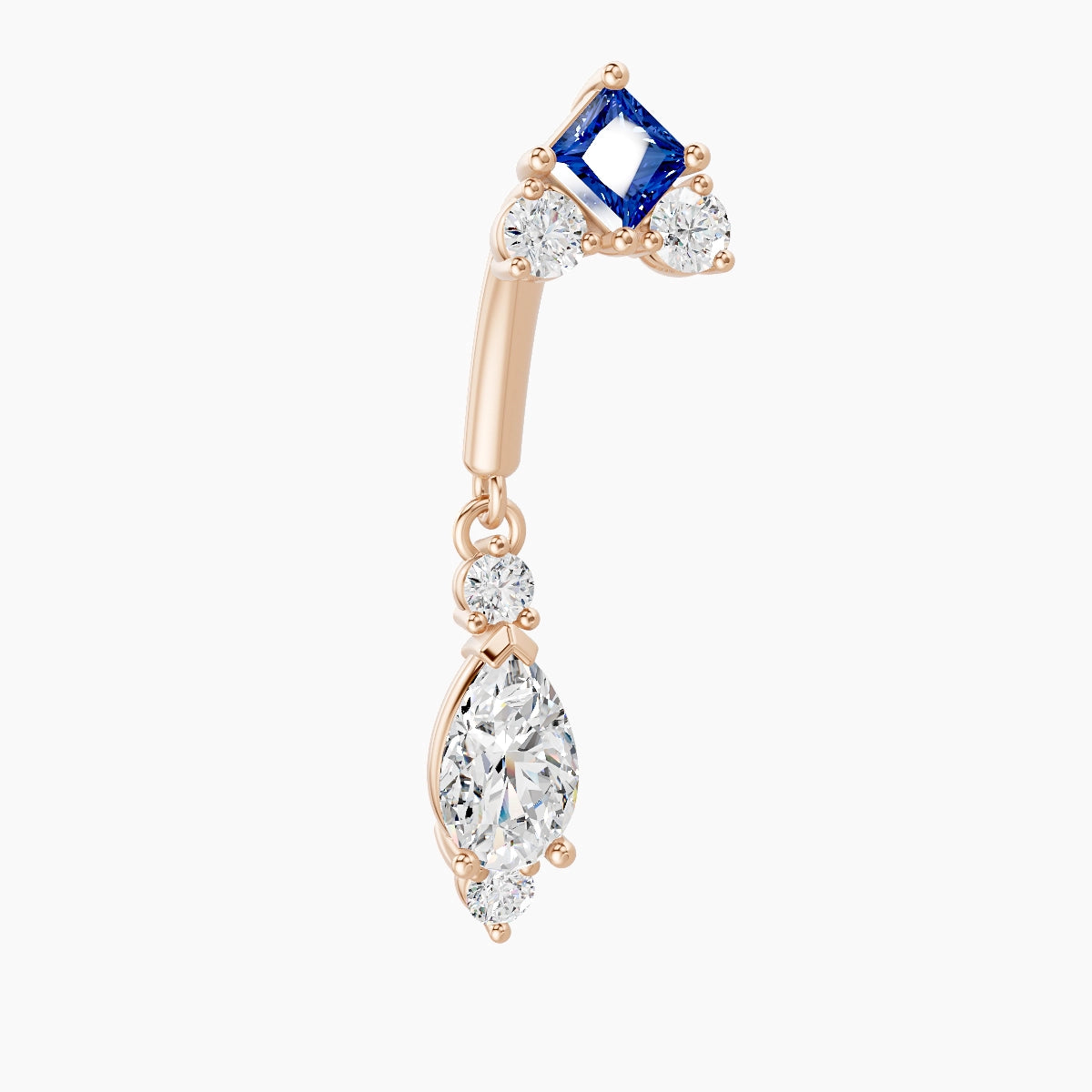 Lio | 18k Rose Gold 8 mm Sapphire & Diamond Rook Piercing