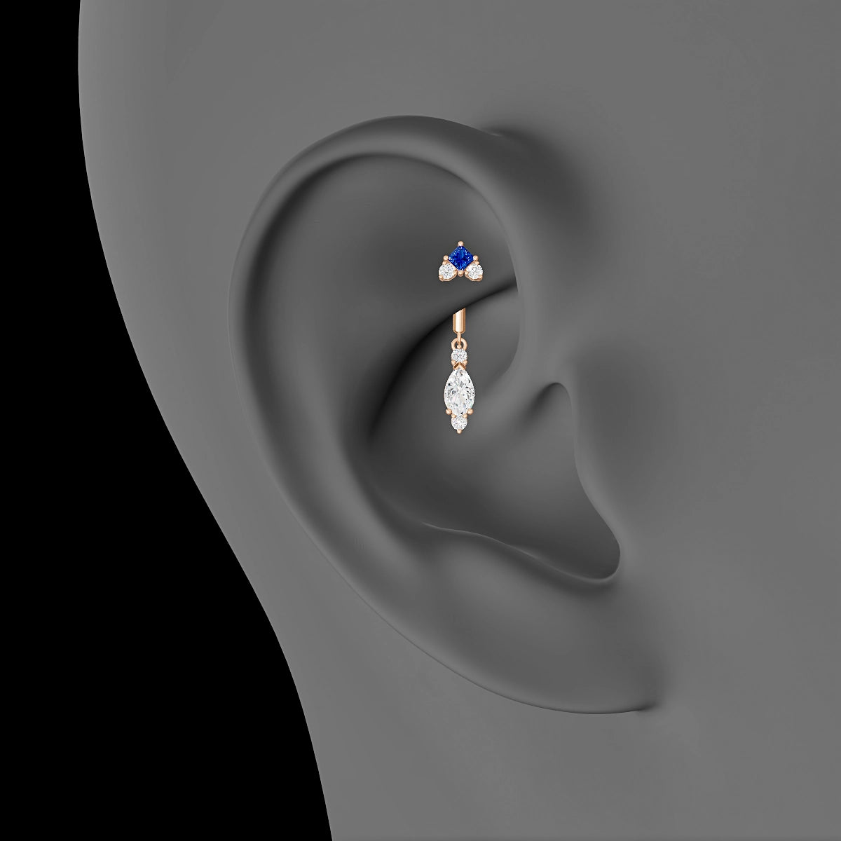 Lio | 18k Rose Gold 8 mm Sapphire & Diamond Rook Piercing