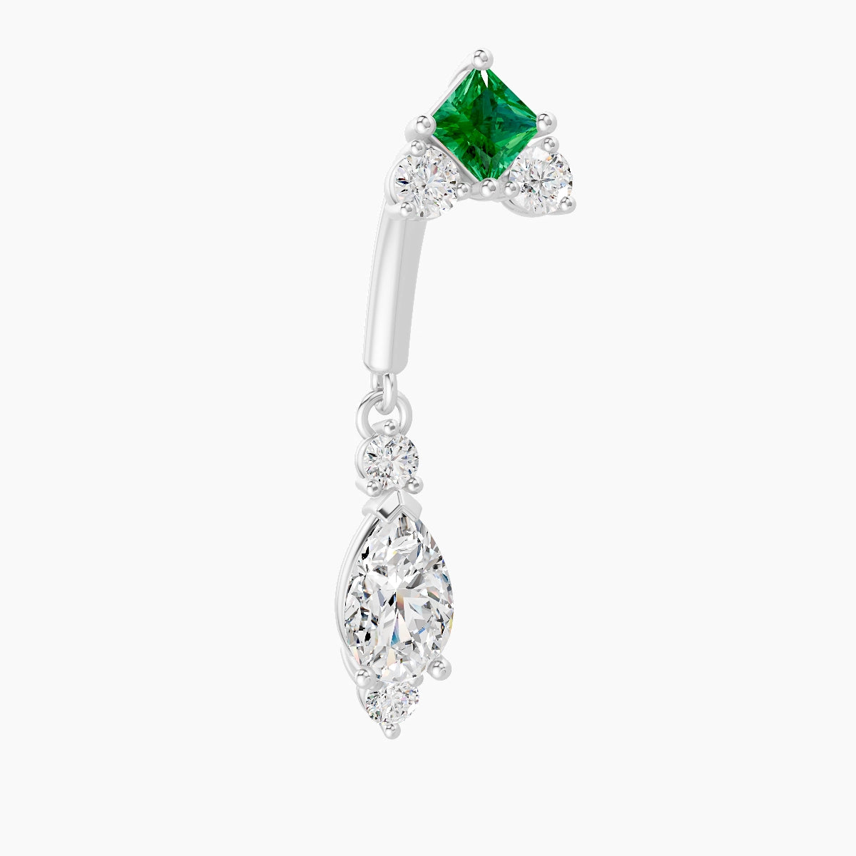 Lio | 18k White Gold 8 mm Emerald & Diamond Rook Piercing