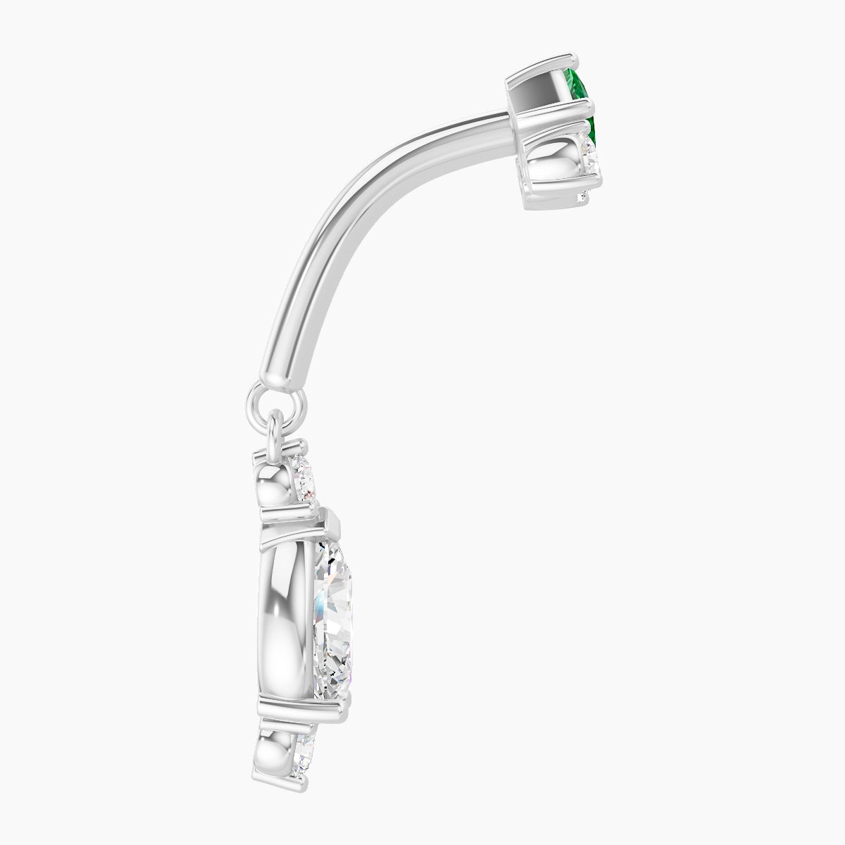 Lio | 18k White Gold 8 mm Emerald & Diamond Rook Piercing