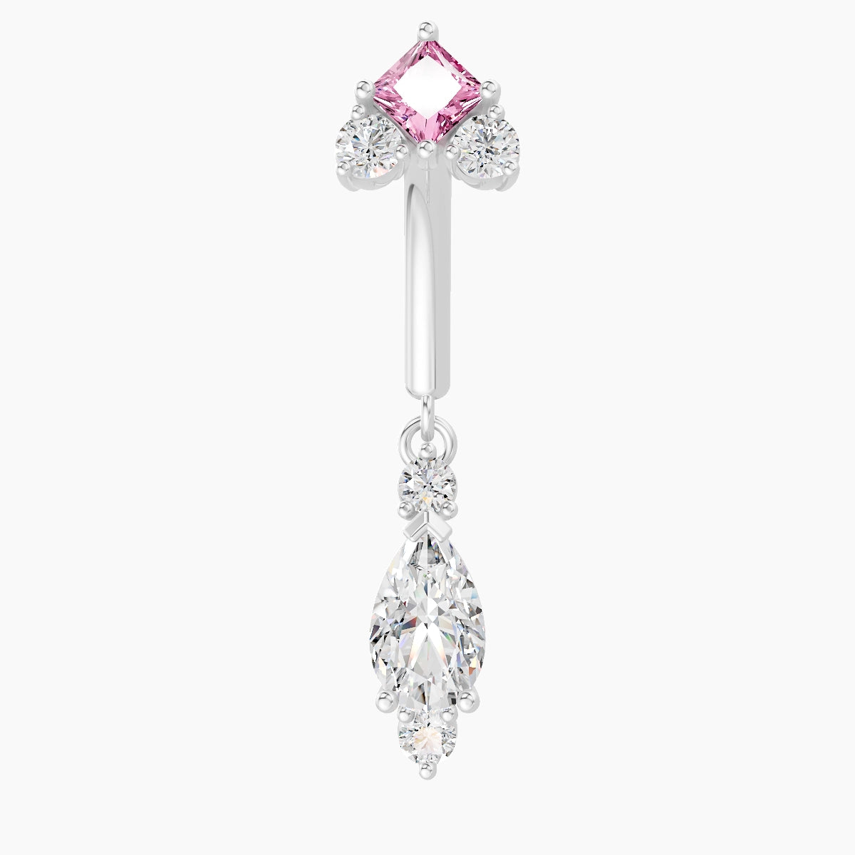 Lio | 18k White Gold 8 mm Pink Sapphire & Diamond Rook Piercing