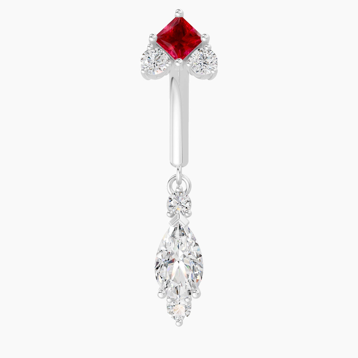 Lio | 18k White Gold 8 mm Ruby & Diamond Rook Piercing