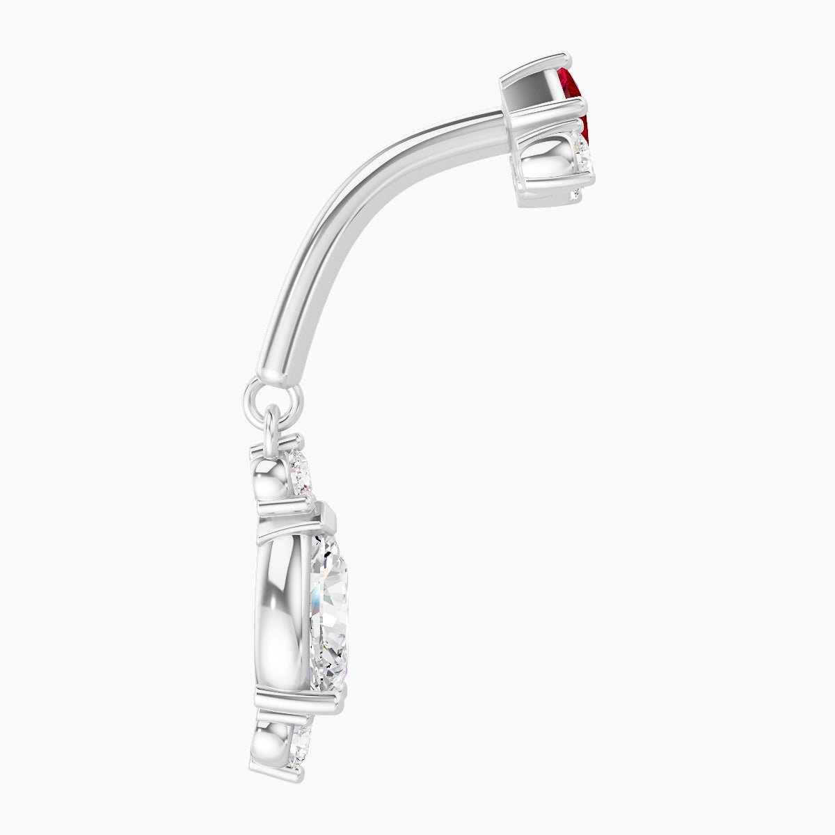 Lio | 18k White Gold 8 mm Ruby & Diamond Rook Piercing