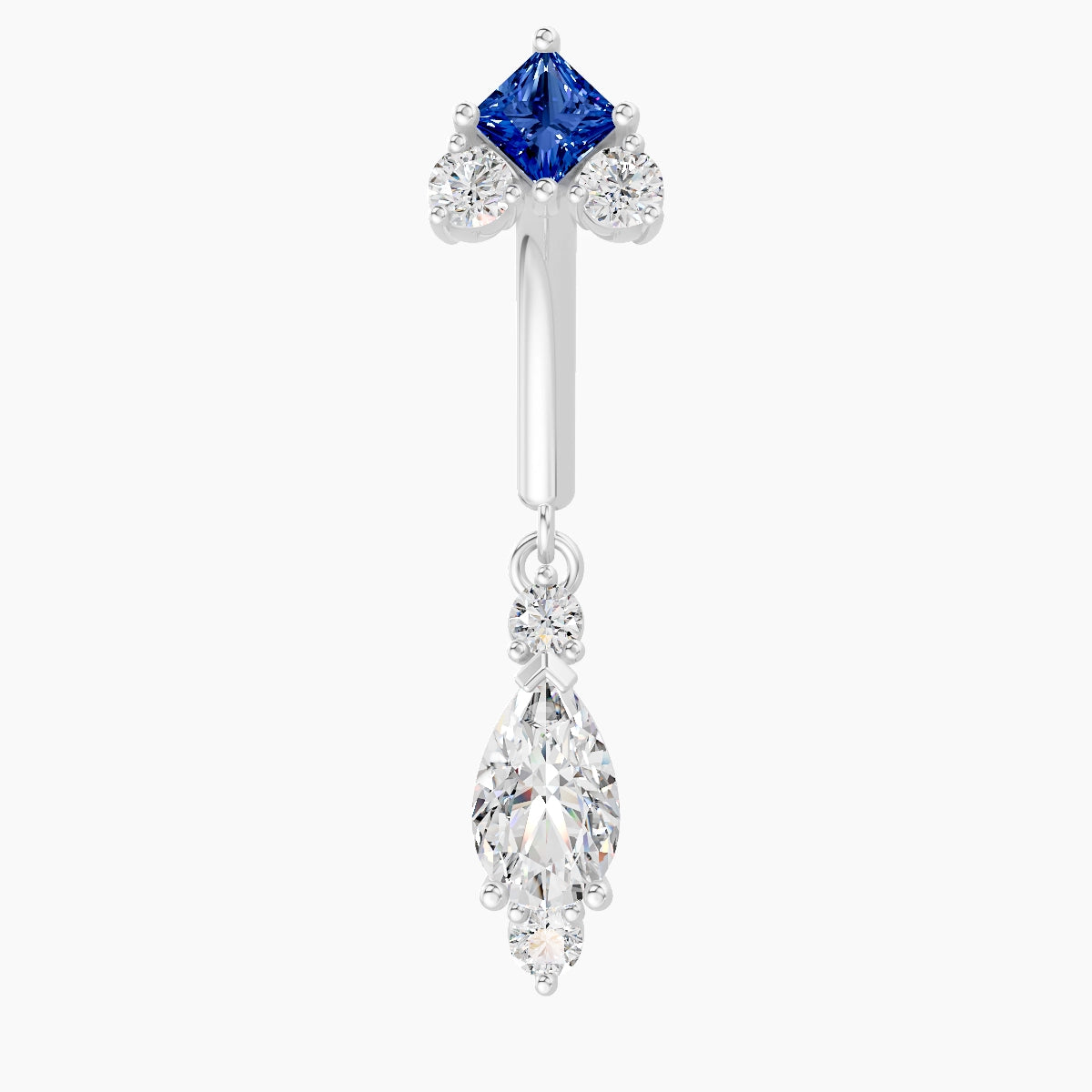 Lio | 18k White Gold 8 mm Sapphire & Diamond Rook Piercing