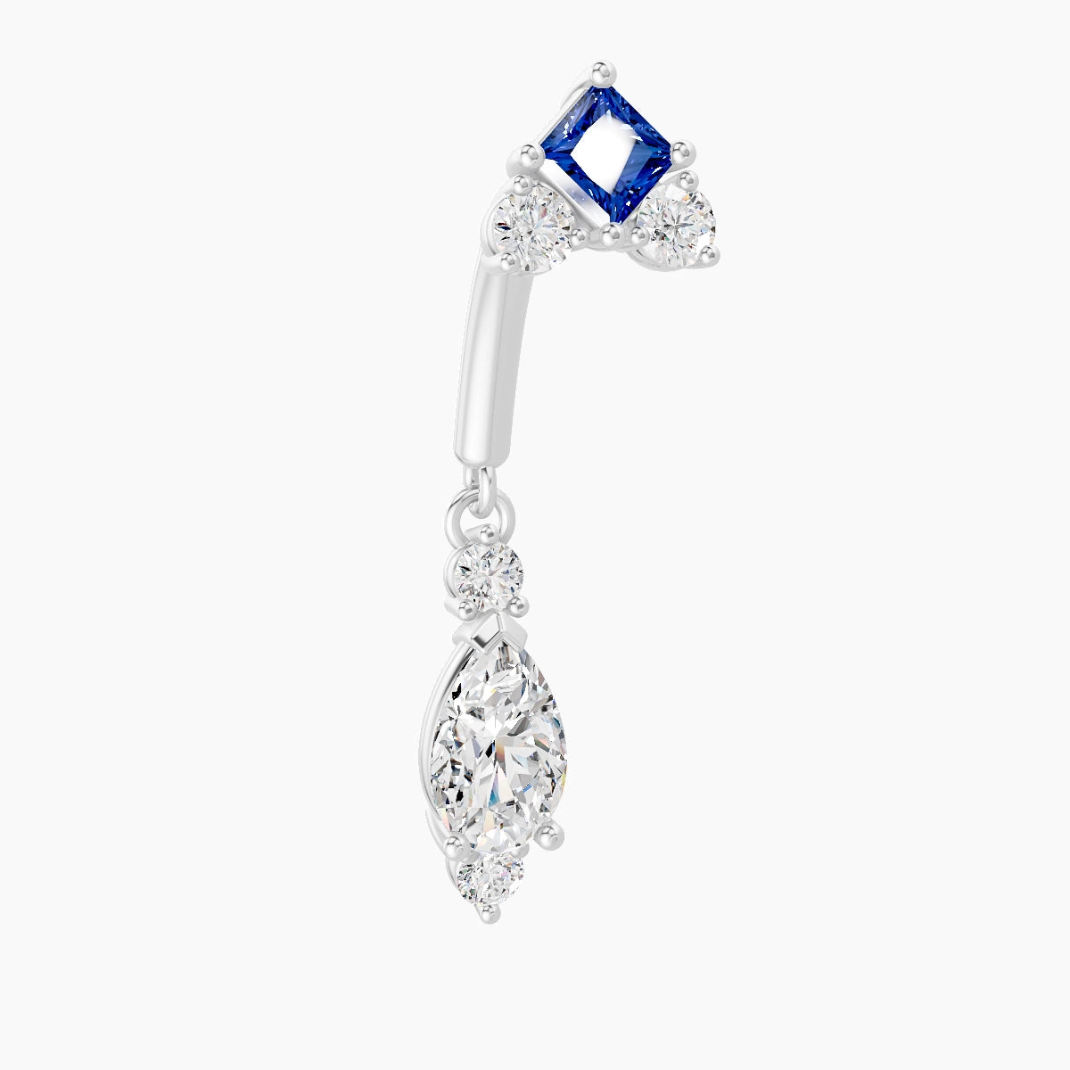Lio | 18k White Gold 8 mm Sapphire & Diamond Rook Piercing