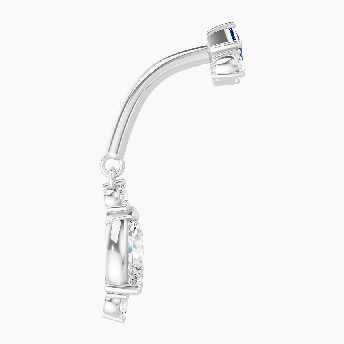 Lio | 18k White Gold 8 mm Sapphire & Diamond Rook Piercing