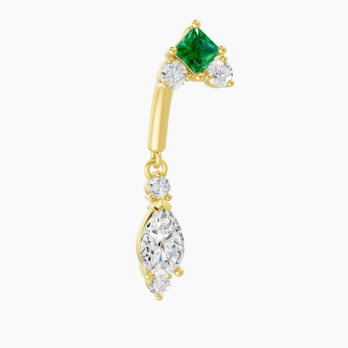 Lio | 18k Yellow Gold 8 mm Emerald & Diamond Rook Piercing