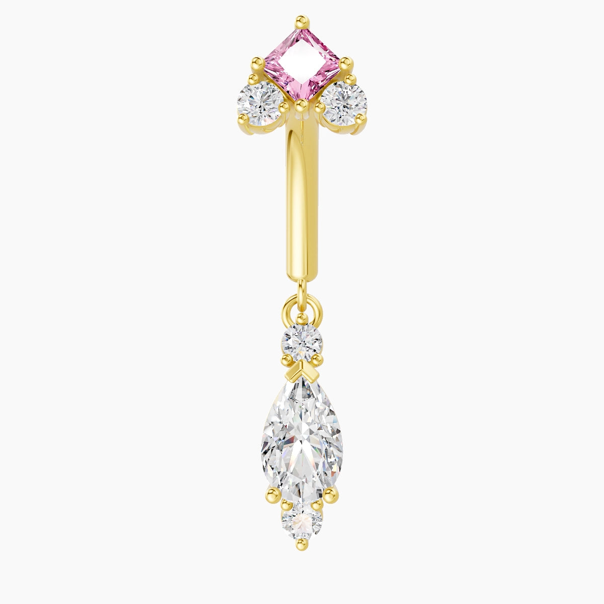 Lio | 18k Yellow Gold 8 mm Pink Sapphire & Diamond Rook Piercing