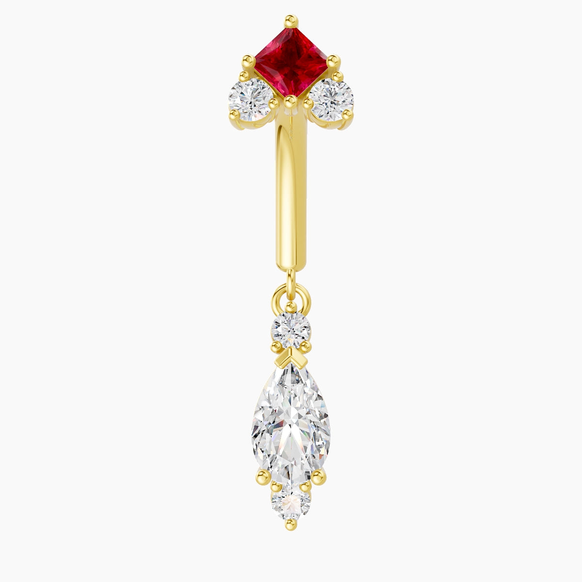 Lio | 18k Yellow Gold 8 mm Ruby & Diamond Rook Piercing