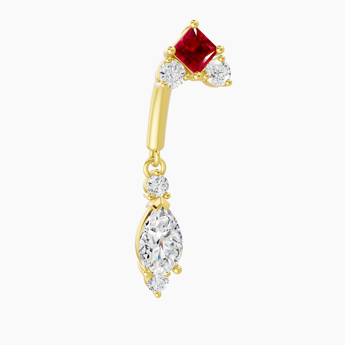 Lio | 18k Yellow Gold 8 mm Ruby & Diamond Rook Piercing