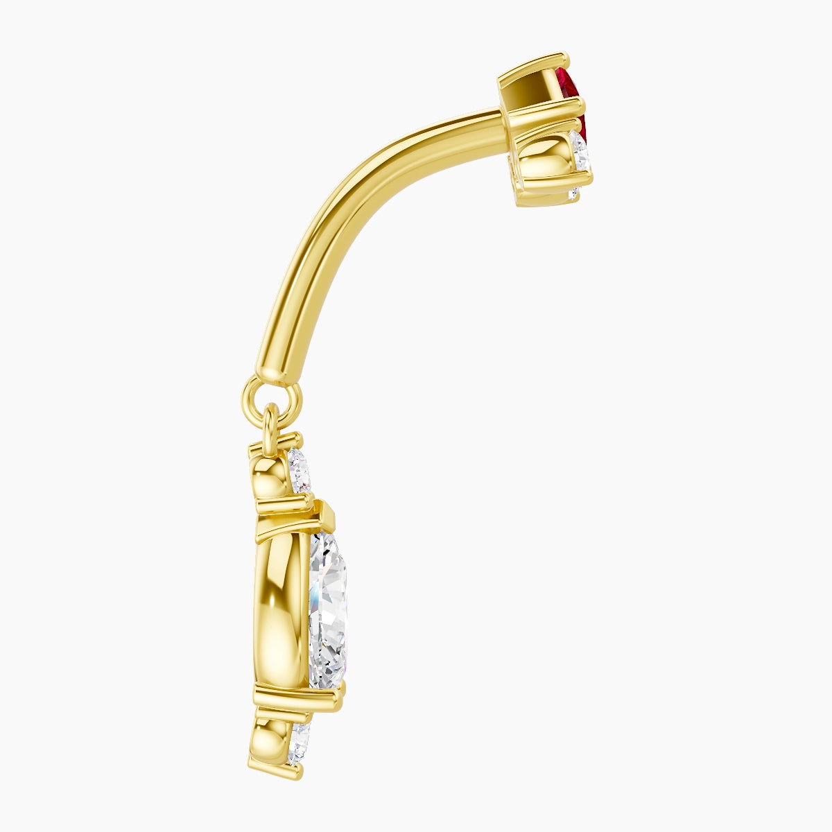 Lio | 18k Yellow Gold 8 mm Ruby & Diamond Rook Piercing