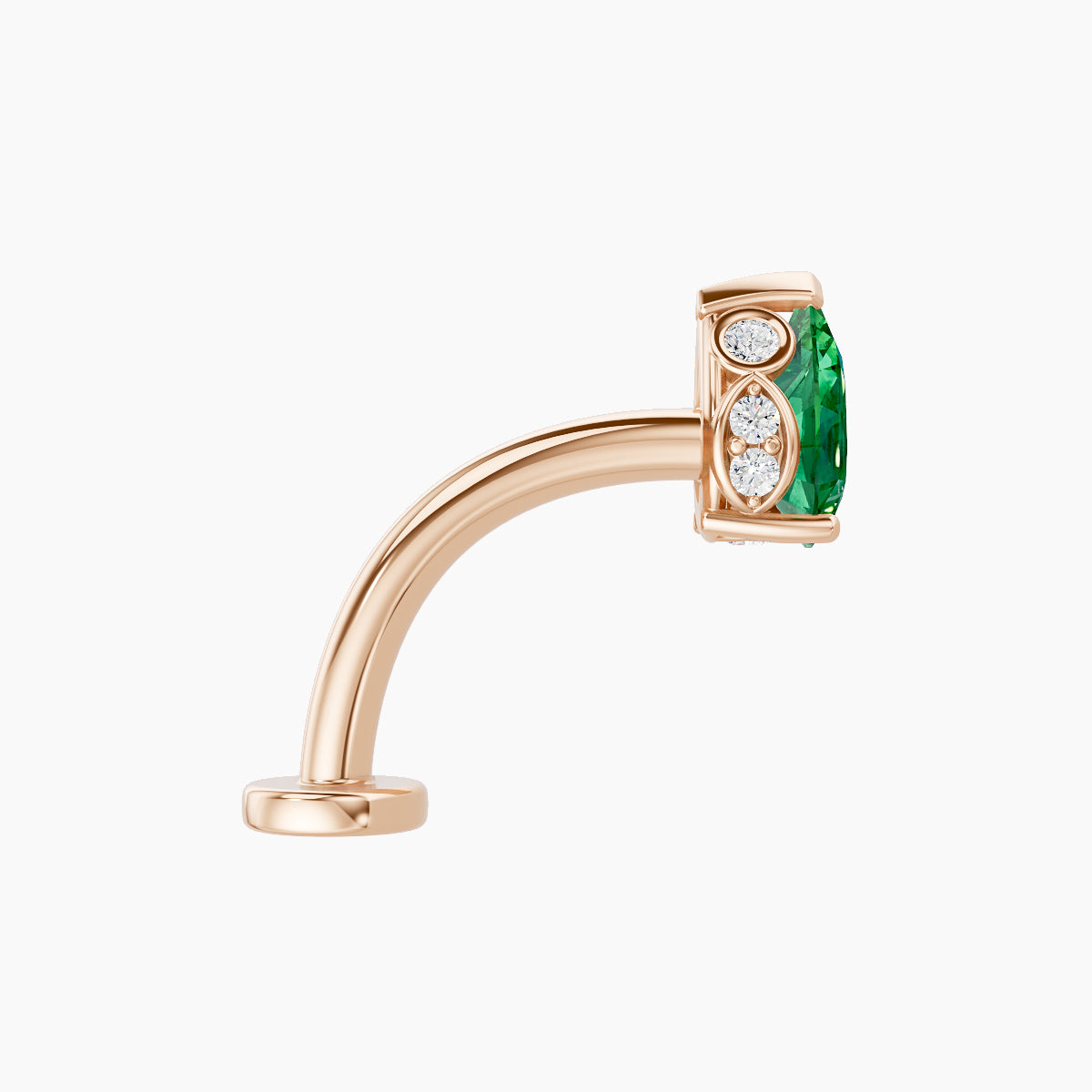 Livia | 18k Rose Gold 10 mm 7 mm Emerald & Diamond Floating Navel Piercing