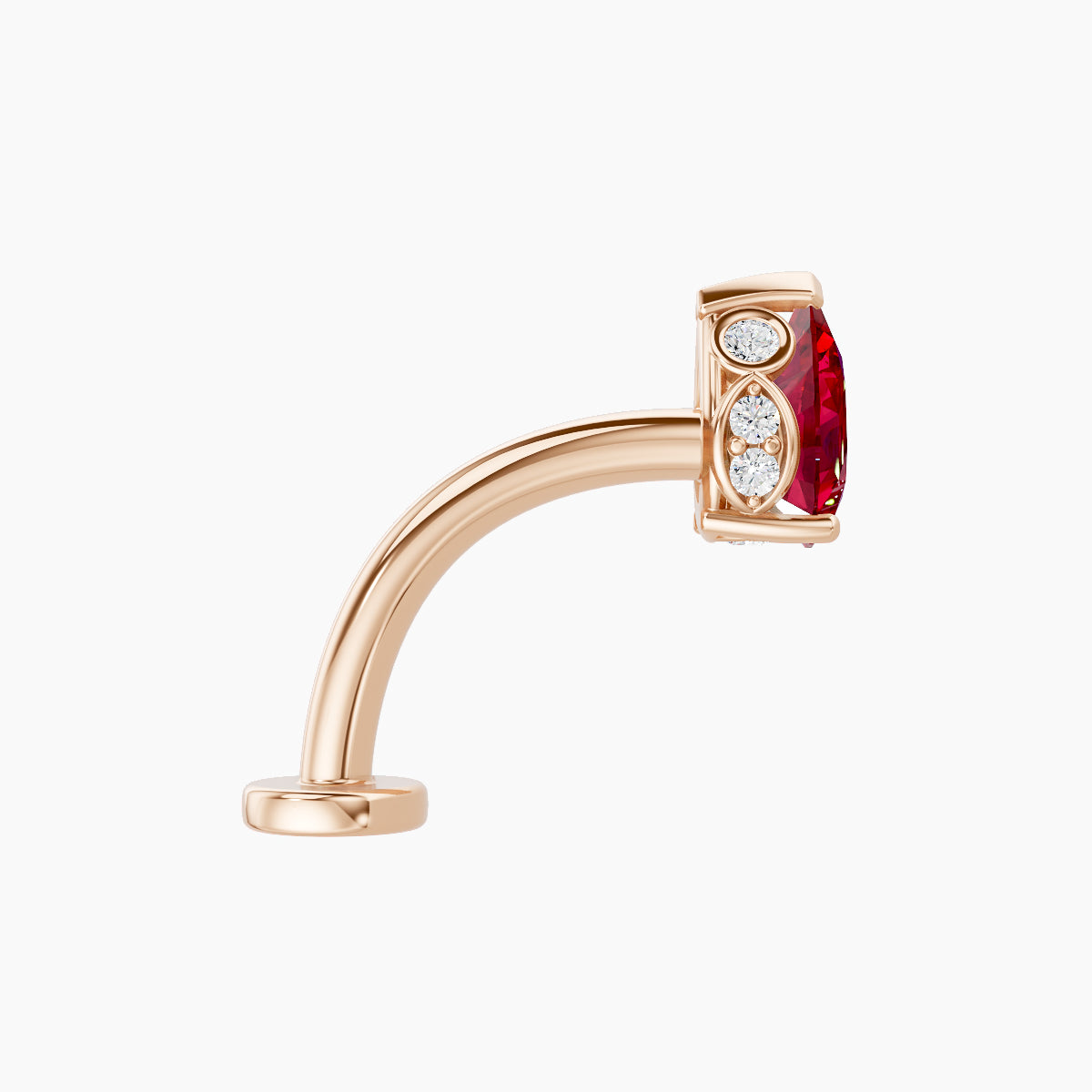 Livia | 18k Rose Gold 10 mm 7 mm Ruby & Diamond Floating Navel Piercing