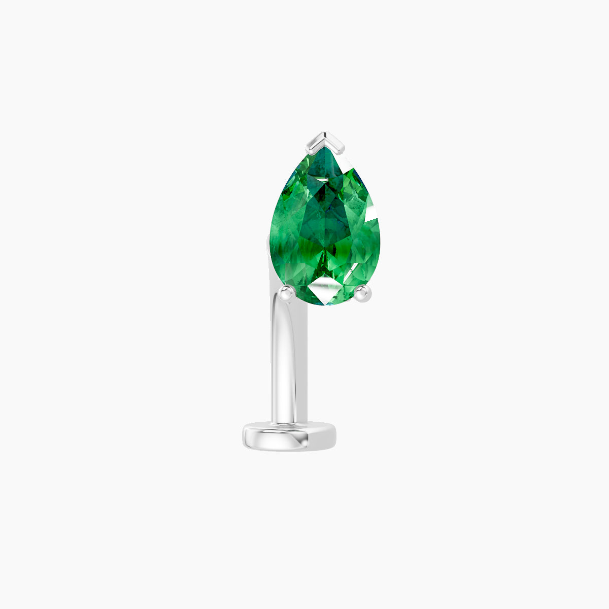 Livia | 18k White Gold 10 mm 7 mm Emerald & Diamond Floating Navel Piercing