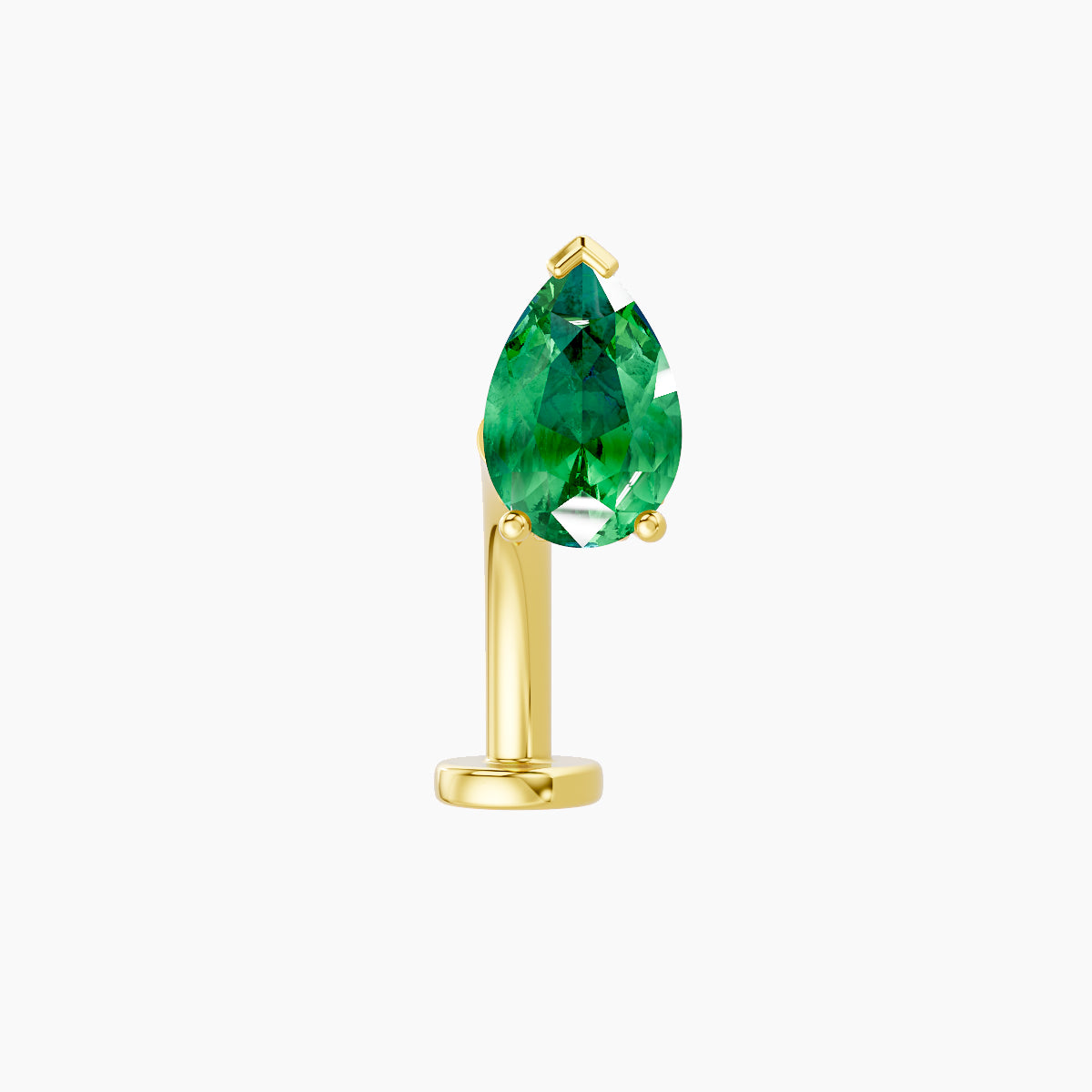 Livia | 18k Yellow Gold 10 mm 7 mm Emerald & Diamond Floating Navel Piercing