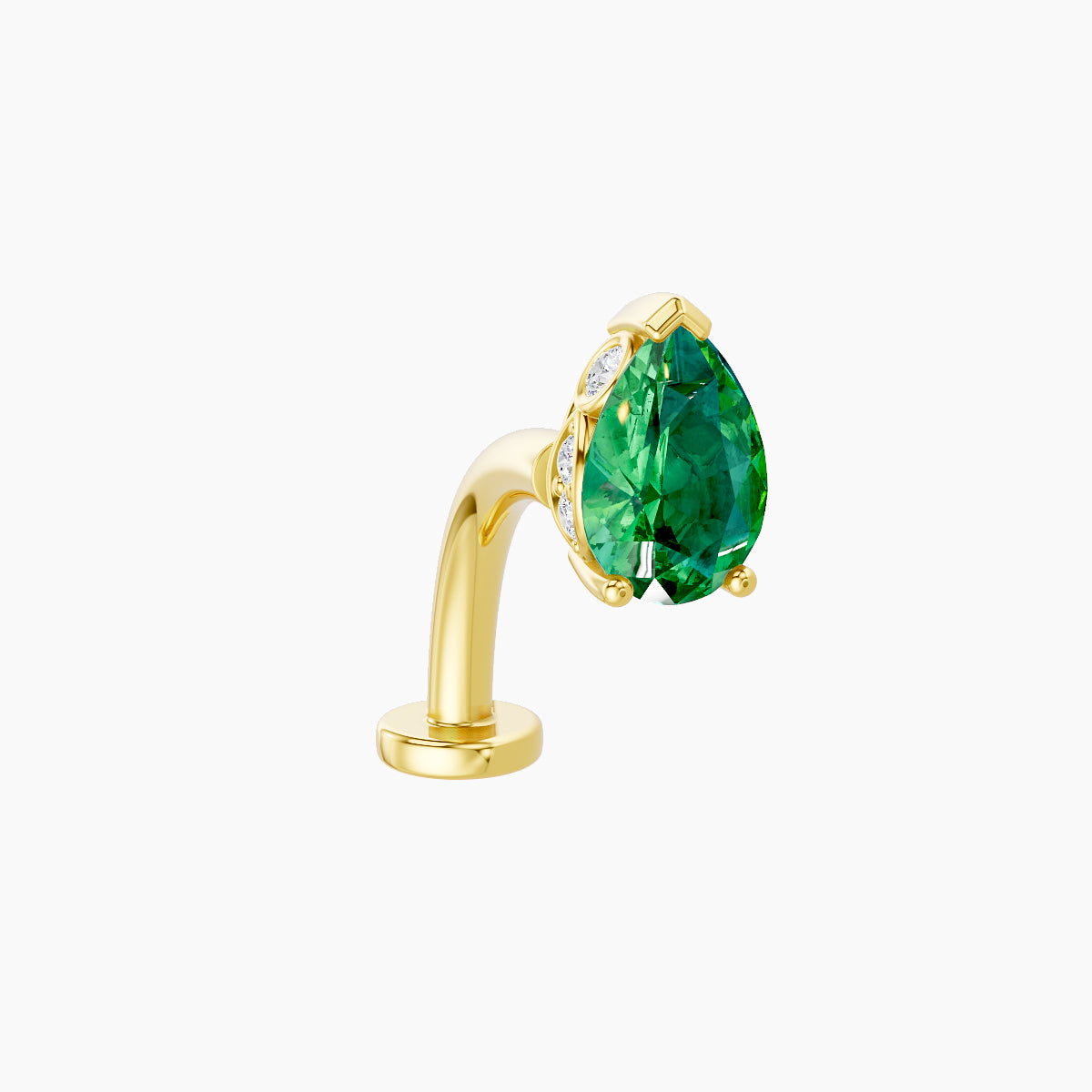 Livia | 18k Yellow Gold 10 mm 7 mm Emerald & Diamond Floating Navel Piercing