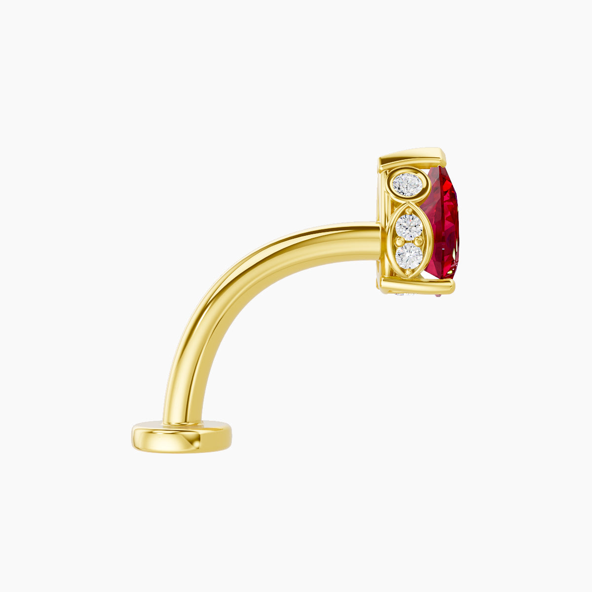 Livia | 18k Yellow Gold 10 mm 7 mm Ruby & Diamond Floating Navel Piercing