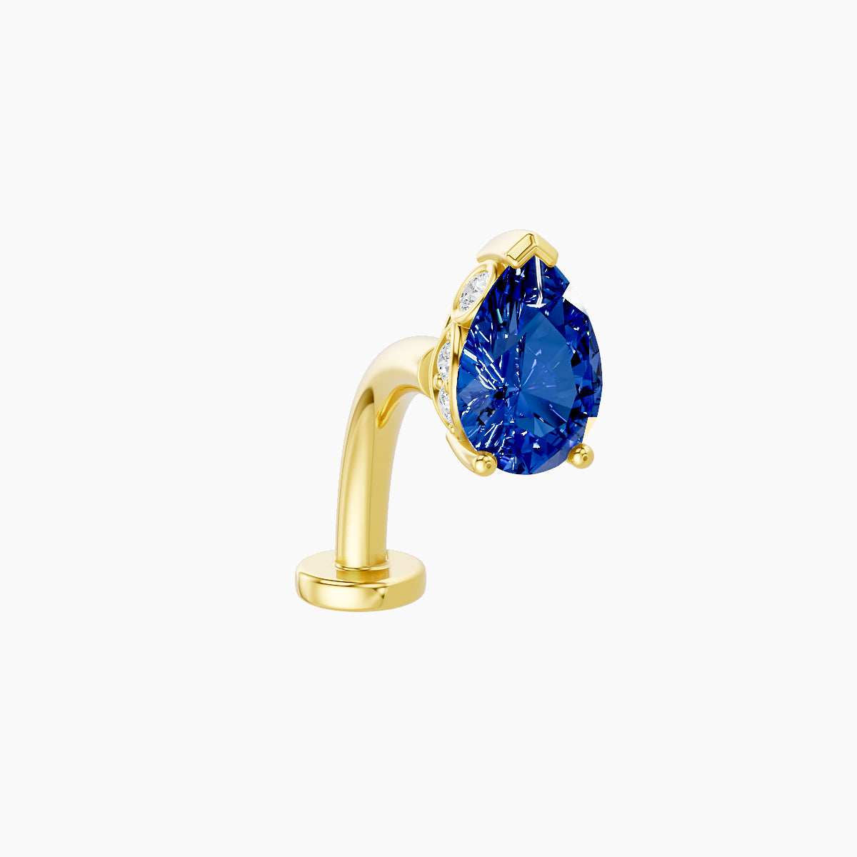 Livia | 18k Yellow Gold 10 mm 7 mm Sapphire & Diamond Floating Navel Piercing
