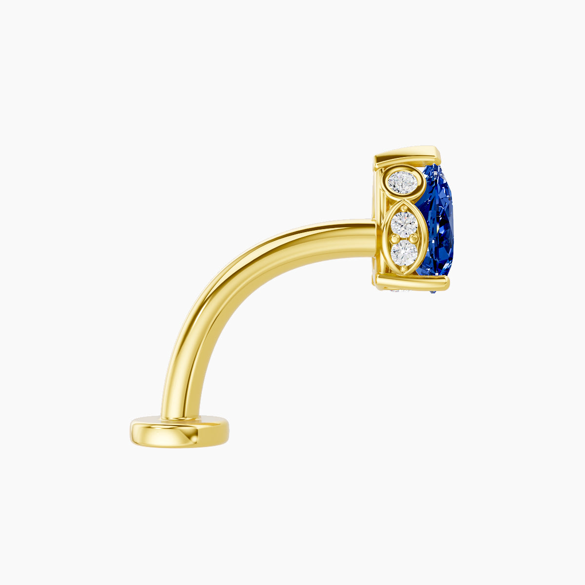 Livia | 18k Yellow Gold 10 mm 7 mm Sapphire & Diamond Floating Navel Piercing