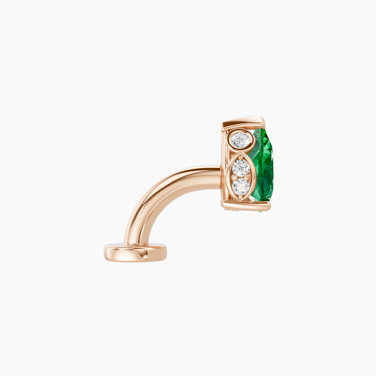 Livia | 18k Rose Gold 6 mm 7 mm Emerald & Diamond Floating Navel Piercing