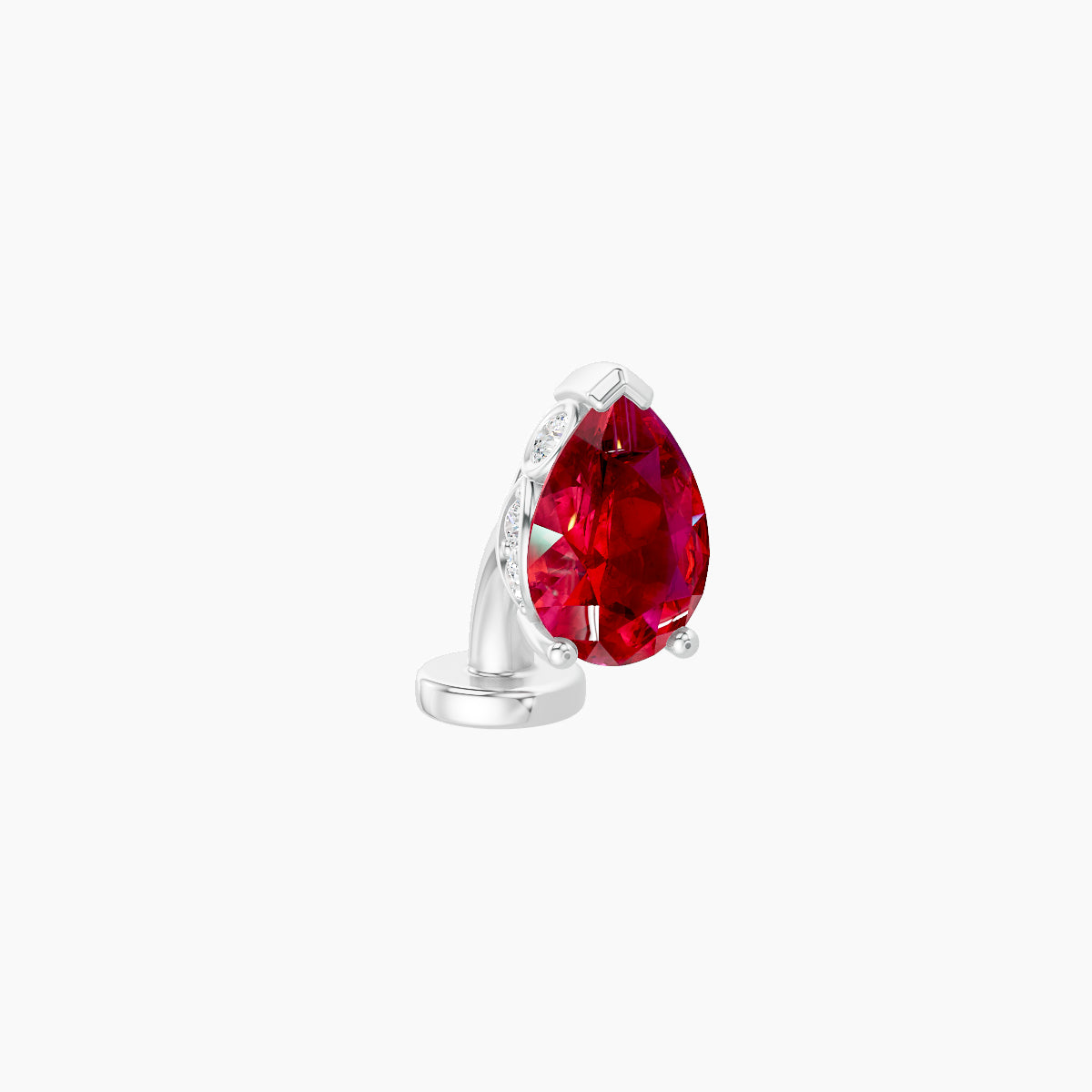 Livia | 18k White Gold 6 mm 7 mm Ruby & Diamond Floating Navel Piercing