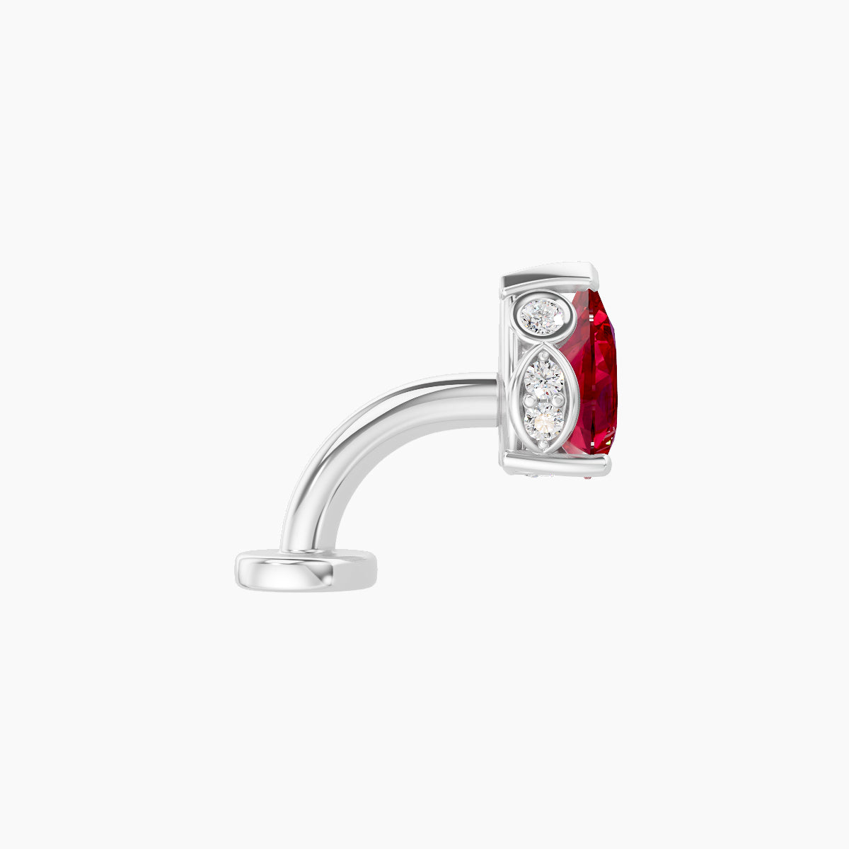 Livia | 18k White Gold 6 mm 7 mm Ruby & Diamond Floating Navel Piercing