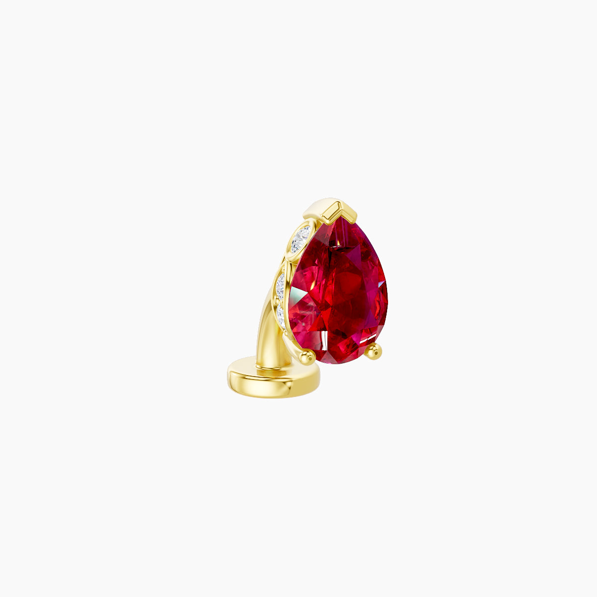Livia | 18k Yellow Gold 6 mm 7 mm Ruby & Diamond Floating Navel Piercing