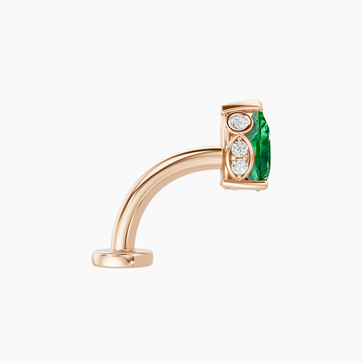 Livia | 18k Rose Gold 8 mm 7 mm Emerald & Diamond Floating Navel Piercing
