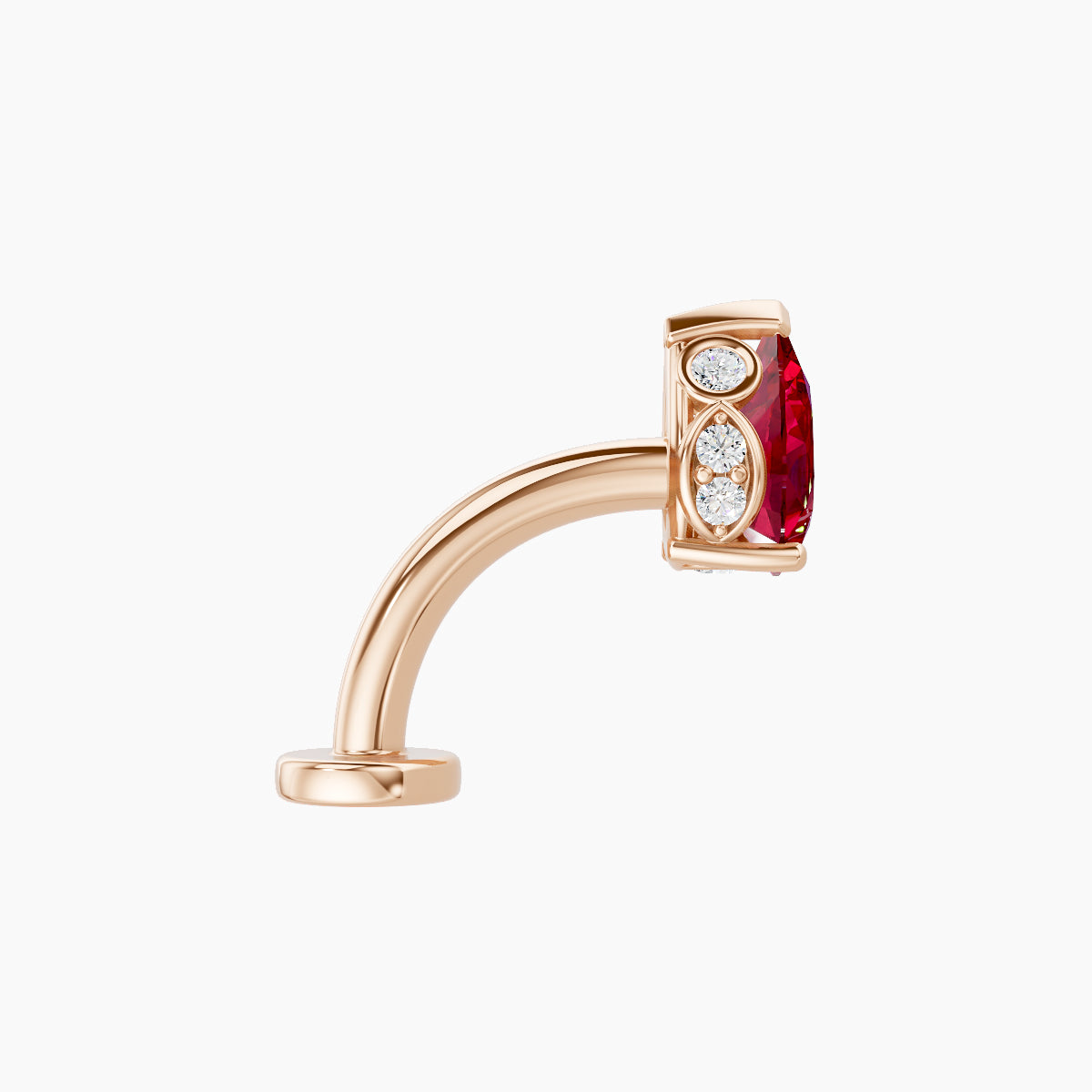 Livia | 18k Rose Gold 8 mm 7 mm Ruby & Diamond Floating Navel Piercing